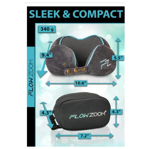 Memory Foam Travel Pillow Adjustable 360° Chin&Neck Support,Washable,Bag - Picture 7 of 8